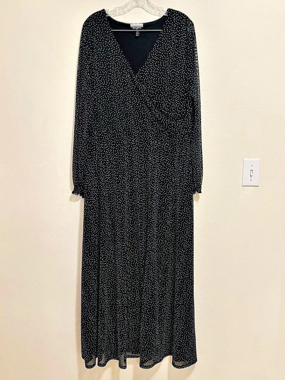 Allison Brittney Polka Dot Maxi Dress Black & White Size 2X Like New